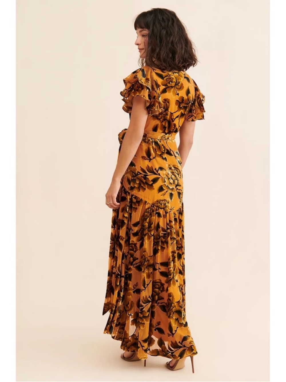 Anthropologie Hutch Velvet Boho Maxi Dress Burnout Floral - Picture 4 of 5
